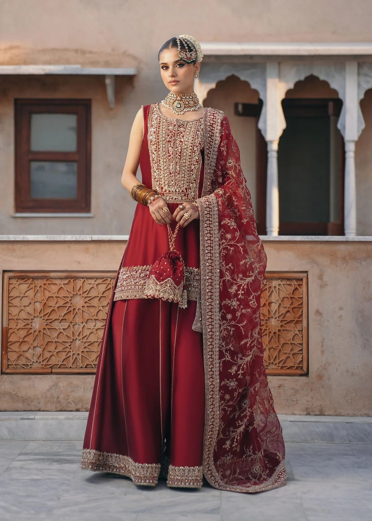 KANWAL MALIK MEHEK RAW SILK HAND EMBELLISHED & EMBROIDERED 3 PIECE DRESS
